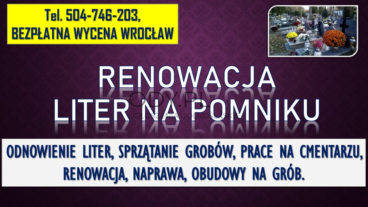 Malowanie liter cennik tel 504 746 203 Wrocław Odnowienie napisów